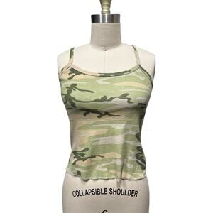 Vintage Cropped Tank Top S Camo Army brat Y2K Goth Grunge Baddie 00s USA